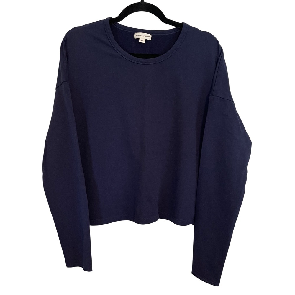 Sunday Citizen Navy Blue Organic Cotton Tencel Modal Pullover Sweatshirt XL